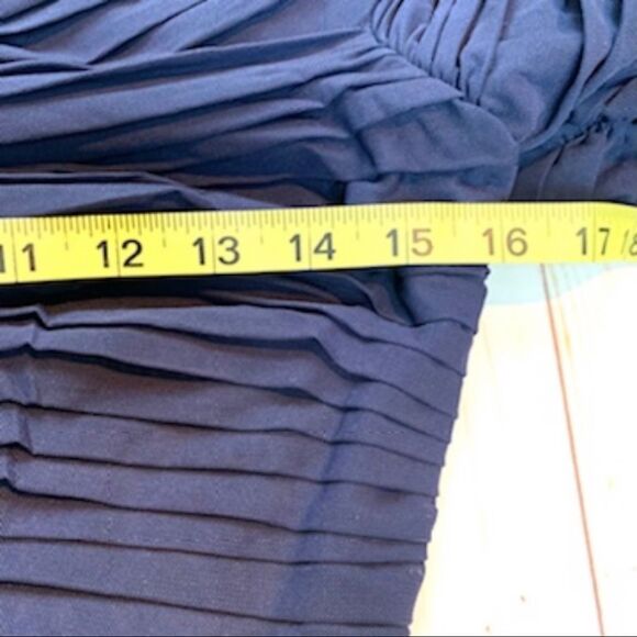 Tadashi Shoji Navy Blue Ruched Mesh Bodycon Dress - Picture 11 of 13